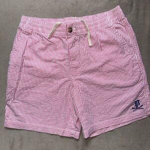 Polo by Ralph Lauren Pink and White Seersucker Stripe Shorts